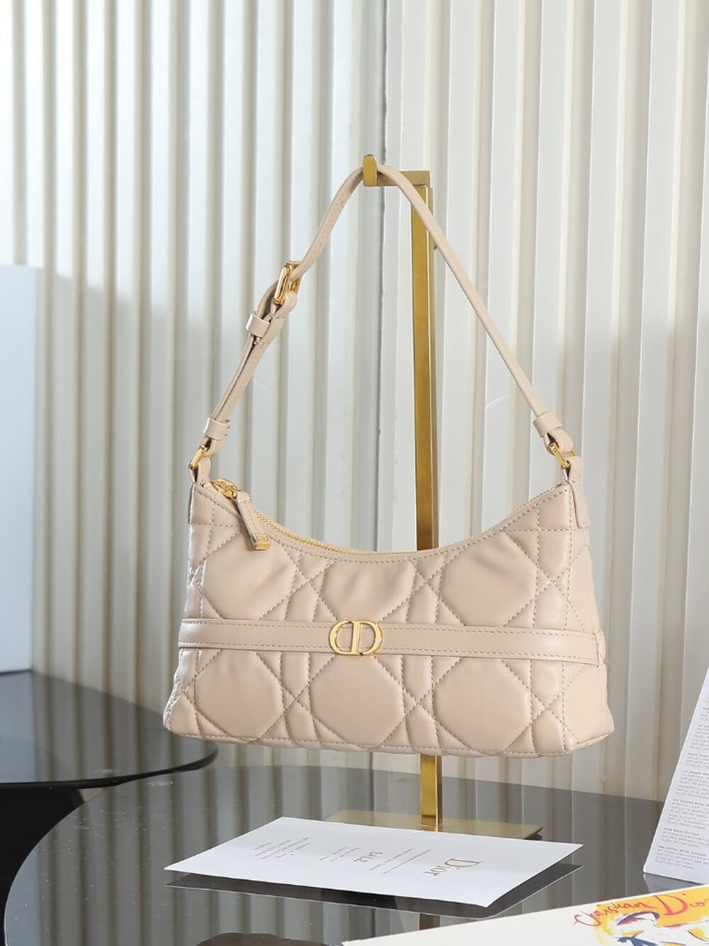 Christian Dior Miss Caro Mini Shoulder Bag Beige Leather (5232)